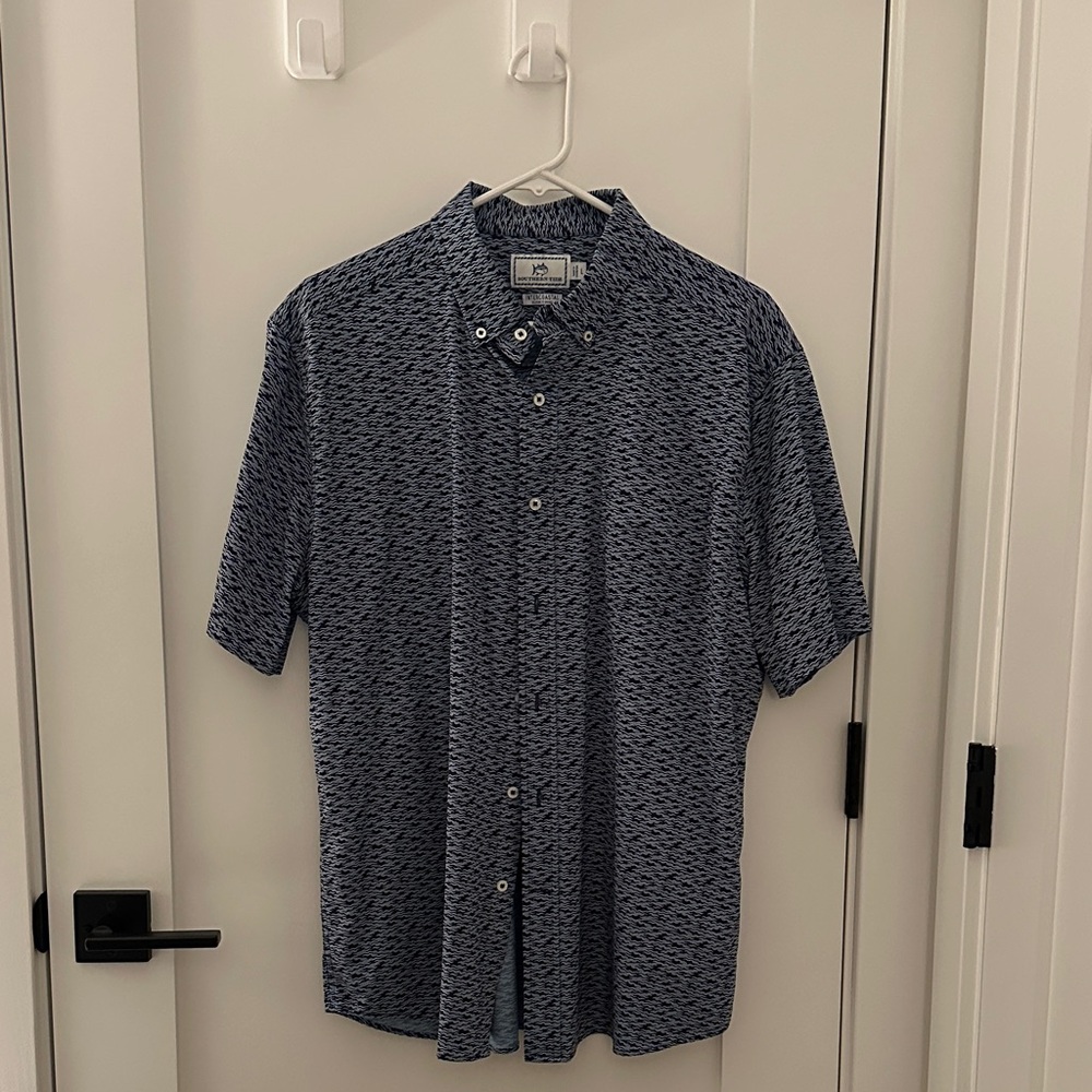 Southern Tide Navy Patterned Button Down